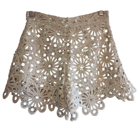 Maje Crochet & sequin high waist bohemian shorts size 38 US M like new condition - Picture 8 of 15